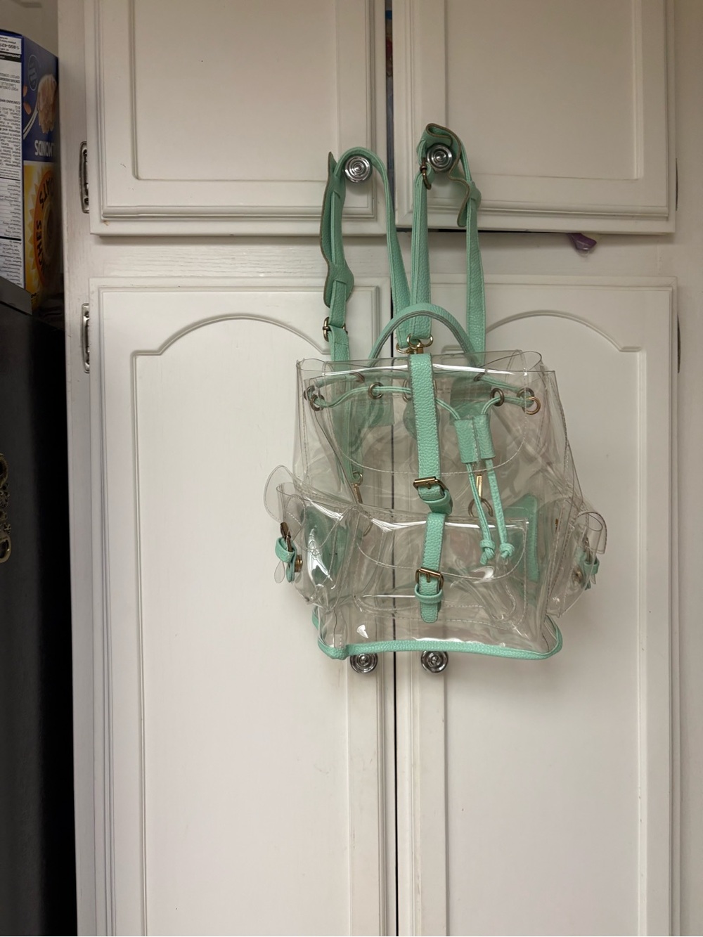 Clear Mint Trim Backpack Tote - Women Bags